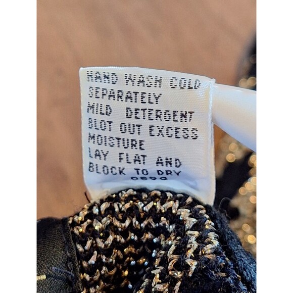 VTG Pullover Sweater Metallic Gold/Black Diamond Pattern Maurada Collections XL - Picture 8 of 14